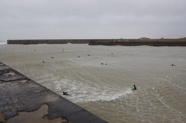 Surfing in Shoreham Harbour